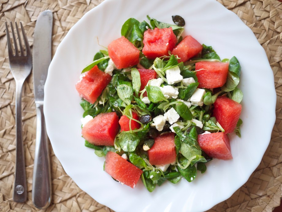 Watermelon, Feta, and Mint Salad from Kiwi and Peach