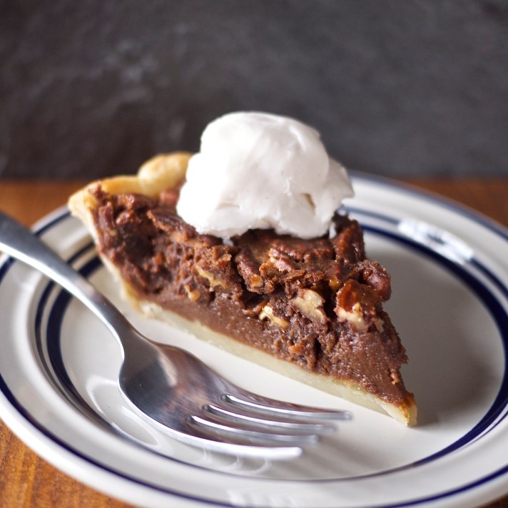 Malted Chocolate Pecan Pie from Kiwi and Peach